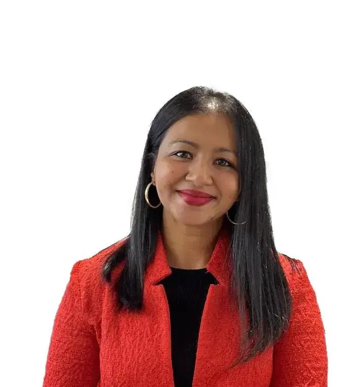 Ariba Jahan sitting in red coat - Woman of the Future Emerging Tech