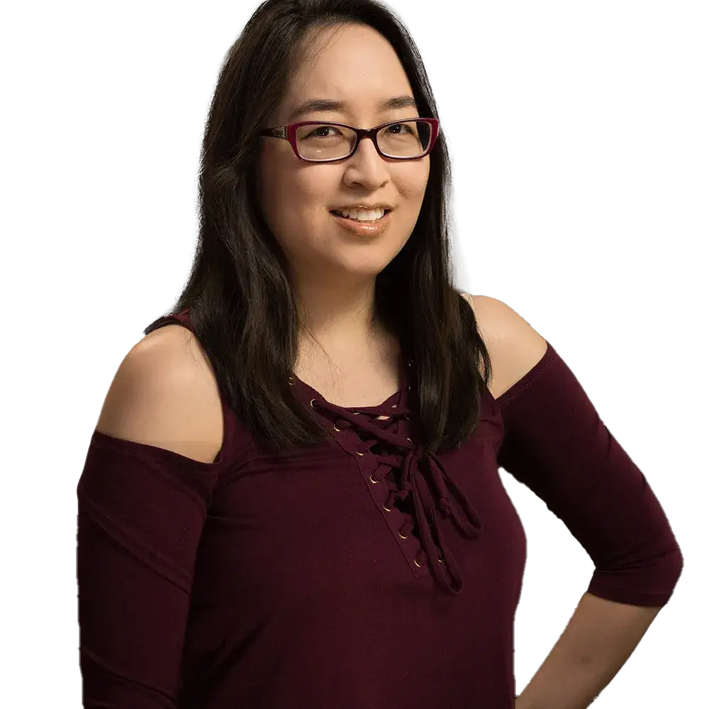 Portrait of Jennifer Hotai wearing burgundy top - Woman of the Future Emerging Tech